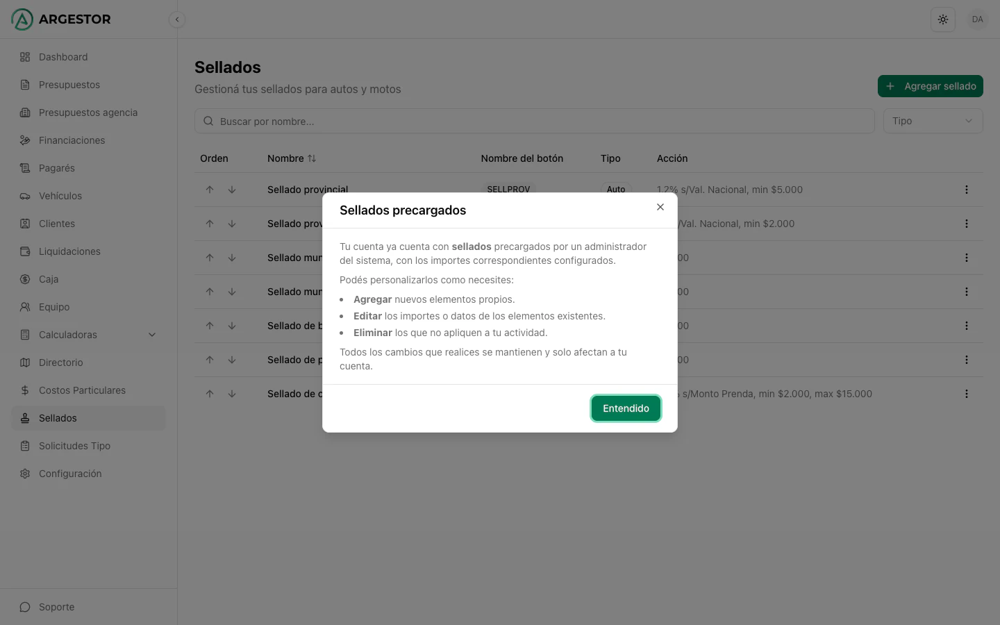 Editor de sellados de Argestor
